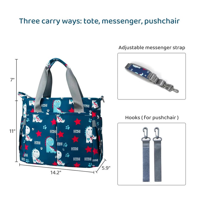 PHEBEN Store Diaper Bag Tote Satchel Waterproof Messenger Baby Diaper Bags for Mom and Dad Multifunction Medium Travel Tote Bags(Cute Dinosaur) - Image 3